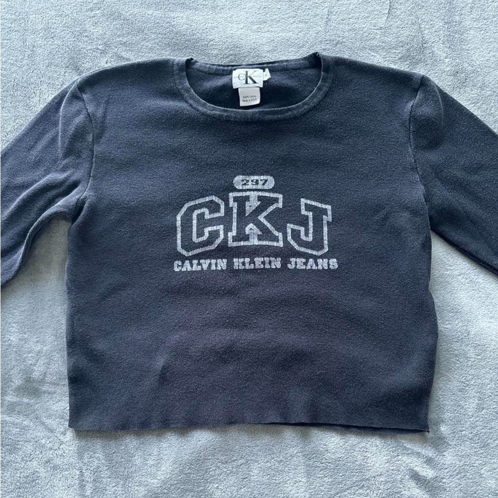 Calvin Klein Jeans Black Dark Gray Logo Sweatshirt